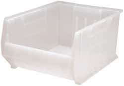 Quantum Storage - 125 Lb. Load Capacity, 23-7/8" Deep, Clear Polypropylene Hopper Stacking Bin - 12" High x 18-1/4" Wide x 23-7/8" Long - Eagle Tool & Supply