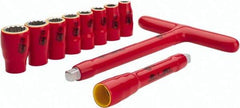 Wiha - 10 Piece 3/8" Drive Socket Set - 12 Points, 8mm to 19mm Range, Metric Measurement Standard - Eagle Tool & Supply