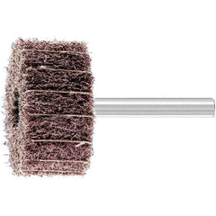 PFERD - 1-1/2" Diam x 3/4" Face Width, Aluminum Oxide Nonwoven Mounted Flap Wheel - 1/4" Shank Mount, 100 Grit, 15,000 Max RPM - Eagle Tool & Supply