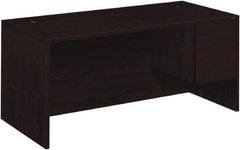 Hon - Woodgrain Laminate Right Pedestal Desk - 66" Wide x 30" Deep x 29-1/2" High, Mahogany - Eagle Tool & Supply