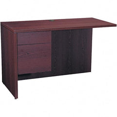 Hon - Woodgrain Laminate Workstation Desk with Center Drawer - 48" Wide x 24" Deep x 29-1/2" High, Mahogany - Eagle Tool & Supply