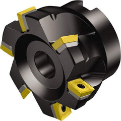 Sandvik Coromant - 6 Inserts, 63mm Cut Diam, 22mm Arbor Diam, 5.5mm Max Depth of Cut, Indexable Square-Shoulder Face Mill - 40mm High, 490R-08T308 Insert Compatibility, Through Coolant, Series CoroMill 490 - Eagle Tool & Supply