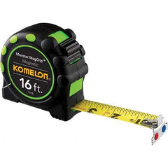 Komelon - 16' x 1" Yellow Blade Tape Measure - Eagle Tool & Supply