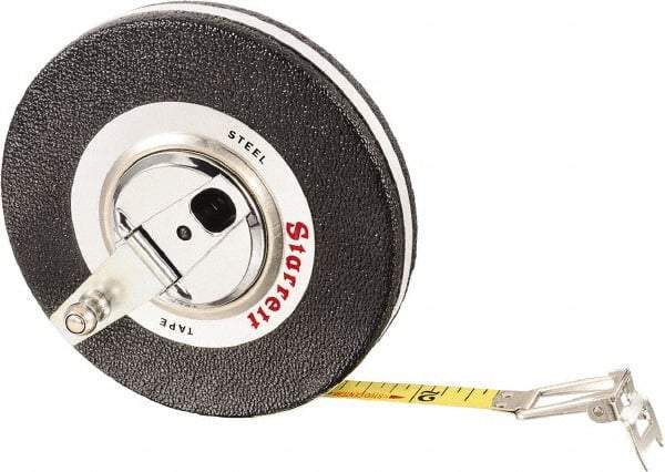 Starrett - 50' x 3/8" Yellow Blade Tape Measure - 1/8" Graduation, L1 Graduation Style, Black Case - Eagle Tool & Supply