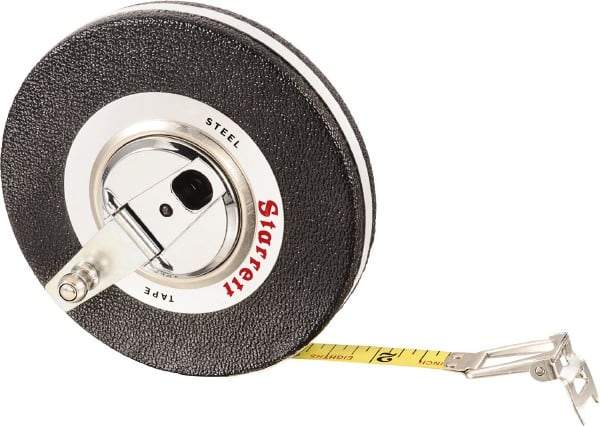 Starrett - 50' x 3/8" Yellow Blade Tape Measure - 1/8" Graduation, L5 Graduation Style, Black Case - Eagle Tool & Supply
