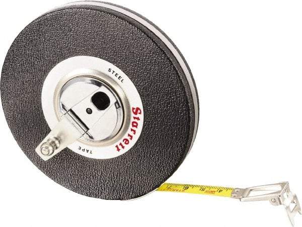 Starrett - 98' x 3/8" Yellow Blade Tape Measure - 1mm Graduation, L8 Graduation Style, Black Case - Eagle Tool & Supply