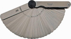 Starrett - 31 Piece, 0.0015 to 0.035" Thick, Parallel Feeler Gage Set - 3-1/32" Leaf Length, 1/2" Wide, Tempered Steel - Eagle Tool & Supply