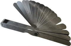 Starrett - 20 Piece, 0.05mm to 1 Thick, Parallel Feeler Gage Set - 3-1/32" Leaf Length, 1/2" Wide, Tempered Steel - Eagle Tool & Supply