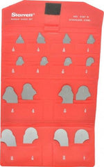 Starrett - 16 Piece, 1/32 to 1/2 Inch Radius, Stainless Steel Radius Gage Set - Satin Chrome Coated - Eagle Tool & Supply