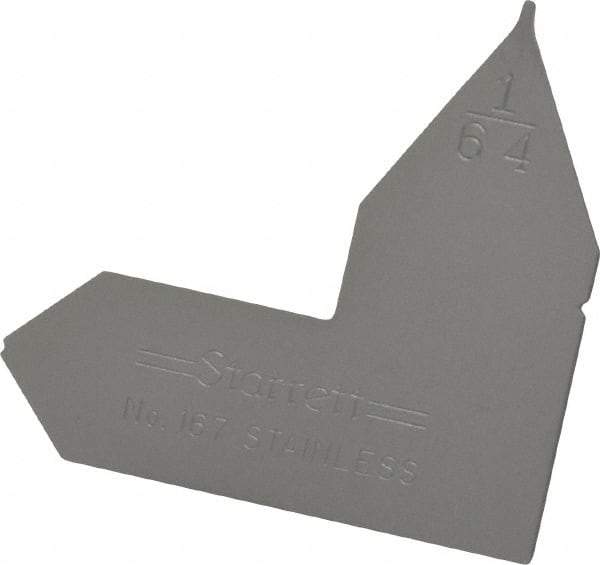 Starrett - 1/64 Inch Radius Gage - Satin Chrome Finish, Stainless Steel - Eagle Tool & Supply