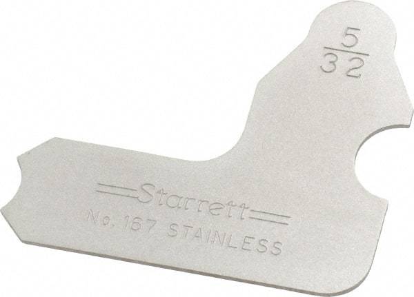 Starrett - 5/32 Inch Radius Gage - Satin Chrome Finish, Stainless Steel - Eagle Tool & Supply