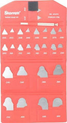 Starrett - 26 Piece, 0.01 to 1/2 Inch Radius, Stainless Steel Radius Gage Set - Satin Chrome Coated - Eagle Tool & Supply