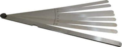 Starrett - 8 Piece, 0.002 to 0.015" Thick, Parallel Feeler Gage Set - 12" Leaf Length, 1/2" Wide, Tempered Steel - Eagle Tool & Supply