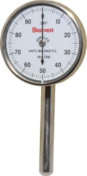 Starrett - 4 Piece, 0.2" Max Measuring, 1-7/16" Dial Diam, 0-100 Dial Reading, White Dial Test Indicator Kit - 0.001" Dial Graduation - Eagle Tool & Supply