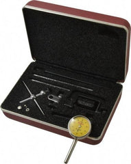 Starrett - 10 Piece, 2.5mm to 5mm Measuring Range, 1-7/16" Dial Diam, 0-100 Dial Reading, Yellow Dial Test Indicator Kit - 0.02mm Dial Graduation - Eagle Tool & Supply