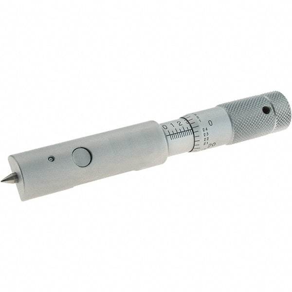 Starrett - 0.01mm Graduation, Satin Chrome Coated Stainless Steel, Mechanical Can Seam Micrometer - 5mm Throat Depth, Includes Plastic Case - Eagle Tool & Supply