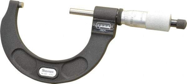 Starrett - 2 to 3" Range, 0.0001" Graduation, Mechanical Outside Micrometer - Ratchet Stop Thimble, Accurate to 0.00005", Digital Counter - Eagle Tool & Supply