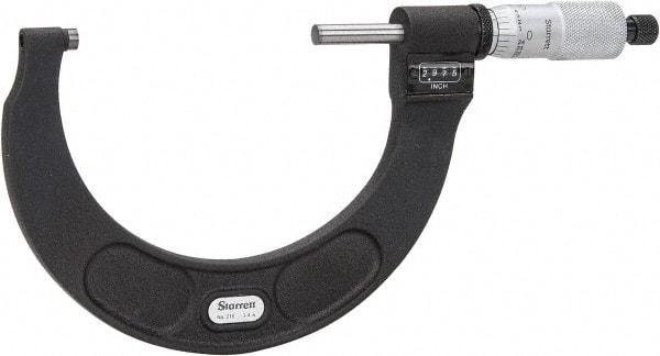 Starrett - 3 to 4" Range, 0.0001" Graduation, Mechanical Outside Micrometer - Ratchet Stop Thimble, Accurate to 0.0001", Digital Counter - Eagle Tool & Supply