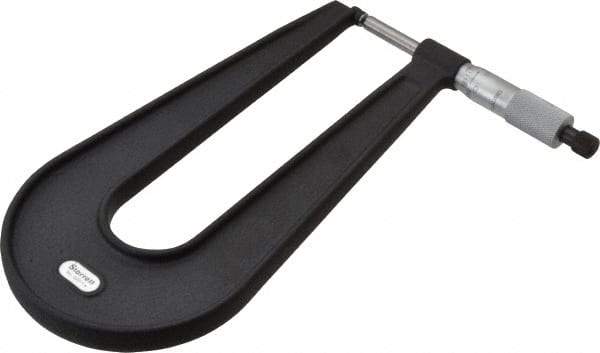 Starrett - 0 to 1" Range, 0.001" Graduation, Mechanical Outside Micrometer - Ratchet Stop Thimble, 6" Throat Depth, Accurate to 0.0001" - Eagle Tool & Supply