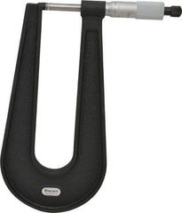 Starrett - 0 to 1" Range, 0.001" Graduation, Mechanical Outside Micrometer - Ratchet Stop Thimble, 6" Throat Depth, Accurate to 0.0001" - Eagle Tool & Supply