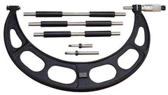 Starrett - Mechanical, 0 to 100 mm Range, Interchangeable Anvil Micrometer - Ratchet Stop Thimble, 0.01 mm Graduation - Eagle Tool & Supply