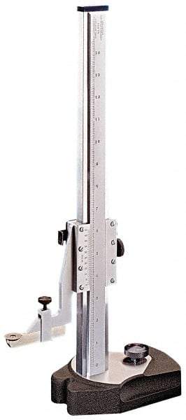 Starrett - 0 to 24 Inch Measurement, 0.001 Inch Graduation, Vernier Height Gage - Satin Chrome Finish, 7-1/2 Inch Long x 4-1/2 Inch Wide - Eagle Tool & Supply