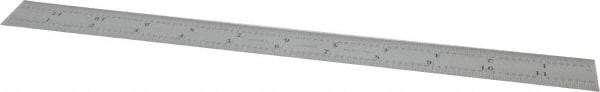 Starrett - 12" Long, 1/64, 1/50, 1/32, 1/10" Graduation, Flexible Steel Rule - 3R Graduation Style, 1" Wide, Silver, Satin Chrome Finish - Eagle Tool & Supply
