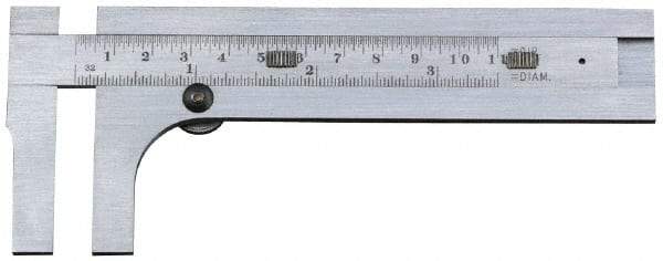 Starrett - 0 to 3-1/2" Stainless Steel Vernier Caliper - 1/32" Graduation, 1-3/8" Jaw Depth, 0.001" Accuracy, Thumb Lock - Eagle Tool & Supply
