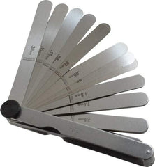 Starrett - 13 Piece, 0.04 to 5mm Parallel Feeler Gage Set - 4-1/2" Long x 1/2" Wide, Tempered Steel - Eagle Tool & Supply