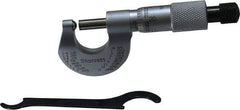Starrett - Mechanical, 0 to 1/2 Inch Measurement, Satin Chrome Finish Carbide Face Ball Anvil Micrometer - 0.001 Inch Graduation, Ratchet Stop Thimble - Eagle Tool & Supply