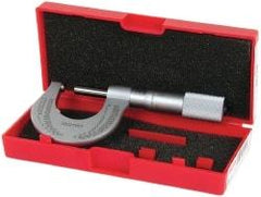 Starrett - Mechanical, 0 to 1 Inch Measurement, Satin Chrome Finish Carbide Face Ball Anvil Micrometer - 0.001 Inch Graduation - Eagle Tool & Supply