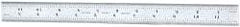 Starrett - 12" Long, 1/100, 1/64, 1/50, 1/32" Graduation, Rigid Spring Steel Rule - 16R Graduation Style, 1" Wide, Silver, Satin Chrome Finish - Eagle Tool & Supply