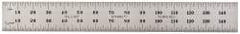 Starrett - 150mm Long, 0.5, 1mm Graduation, Flexible Spring Steel Rule - Metric Graduation Style, 3/4" Wide, Silver, Satin Chrome Finish - Eagle Tool & Supply