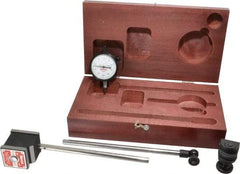 Starrett - 0.0005" Graduation, 1/8" Max Meas, 0-25-0 Dial Reading, Dial Indicator & Base Kit - 1-15/16" Base Length x 1-5/8" Base Width x 1-7/8" Base Height - Eagle Tool & Supply
