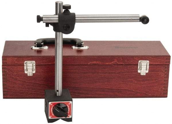 Starrett - 250 Lb Magnetic Pull, Fine Adjustment Indicator Positioner & Holder with Base - Post & Rod, 3" Base Height, 3-1/2" Base Length, 3" Base Width - Eagle Tool & Supply