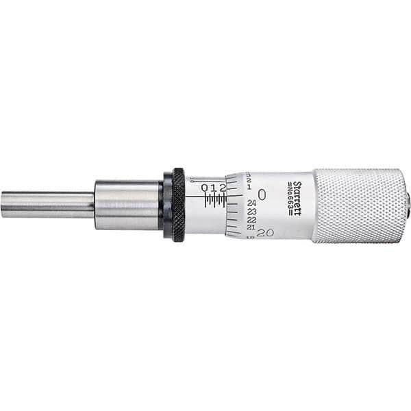 Starrett - 1 Inch, 13/16 Inch Plain Thimble, 0.3 Inch Diameter x 1-1/4 Inch Long Spindle, Mechanical Micrometer Head - Eagle Tool & Supply