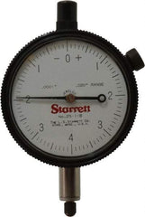 Starrett - 0.02" Range, 0-4-0 Dial Reading, 0.0001" Graduation Dial Drop Indicator - 2-1/4" Dial, 0.008" Range per Revolution - Eagle Tool & Supply