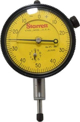 Starrett - 10mm Range, 0-50-0 Dial Reading, 0.01mm Graduation Dial Drop Indicator - 2-1/4" Dial, 1mm Range per Revolution - Eagle Tool & Supply