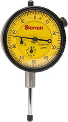 Starrett - 25mm Range, 0-50-0 Dial Reading, 0.01mm Graduation Dial Drop Indicator - 2-1/4" Dial, 1mm Range per Revolution - Eagle Tool & Supply