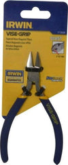 Irwin - 5" OAL, 16 AWG Capacity, Semi-Flush Diagonal Cutter - 3/4" Jaw Length x 13/16" Jaw Width, Tapered Head, Dipped Vinyl Handle - Eagle Tool & Supply