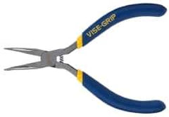 Irwin - 5" Long, 1-1/4" Jaw Length Smooth Jaw, Bent Nose Plier - Dipped Vinyl Handle - Eagle Tool & Supply