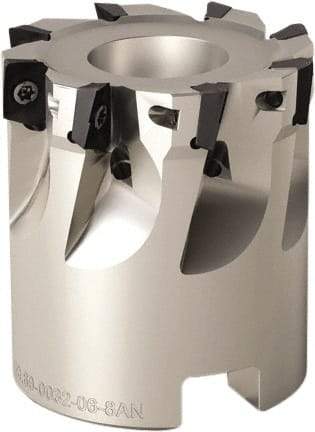 Seco - 8 Inserts, 32mm Cut Diam, 16mm Arbor Diam, 5mm Max Depth of Cut, Indexable Square-Shoulder Face Mill - 90° Lead Angle, 35mm High, XO.. 0602 Insert Compatibility, Through Coolant, Series Nano Turbo - Eagle Tool & Supply