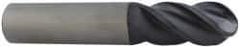 Accupro - 1/2" Diam, 1" LOC, 2 Flute Solid Carbide Ball End Mill - AlTiN Finish, Single End, 6" OAL, 1/2" Shank Diam, Spiral Flute - Eagle Tool & Supply