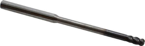 Accupro - 5mm Diam, 10mm LOC, 4 Flute Solid Carbide Ball End Mill - AlTiN Finish, Single End, 100mm OAL, 6mm Shank Diam, Spiral Flute - Eagle Tool & Supply