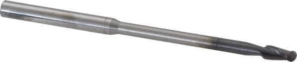 Accupro - 5mm Diam, 10mm LOC, 2 Flute Solid Carbide Ball End Mill - AlTiN Finish, Single End, 100mm OAL, 6mm Shank Diam, Spiral Flute - Eagle Tool & Supply