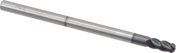 Accupro - 6mm Diam, 12mm LOC, 4 Flute Solid Carbide Ball End Mill - AlTiN Finish, Single End, 100mm OAL, 6mm Shank Diam, Spiral Flute - Eagle Tool & Supply