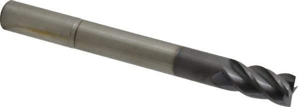 Accupro - 5/8", 1-1/4" LOC, 5/8" Shank Diam, 6" OAL, 4 Flute, Solid Carbide Square End Mill - Single End, AlTiN Finish, Spiral Flute, 40° Helix, Centercutting, Right Hand Cut, Right Hand Flute - Eagle Tool & Supply