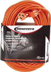 innovera - 100', 16/2 Gauge/Conductors, Orange Indoor & Outdoor Extension Cord - 1 Receptacle, 10 Amps, NEMA 5-15R - Eagle Tool & Supply