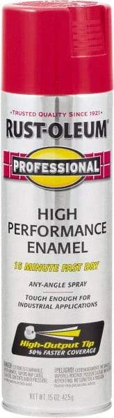 Rust-Oleum - Safety Red, Gloss, Rust Proof Enamel Spray Paint - 14 Sq Ft per Can, 15 oz Container, Use on Multipurpose - Eagle Tool & Supply