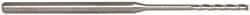 Accupro - 0.065", 1/2" LOC, 1/8" Shank Diam, 2-1/2" OAL, 3 Flute, Solid Carbide Square End Mill - Single End, Uncoated, Spiral Flute, 30° Helix, Centercutting, Series Miniature - Eagle Tool & Supply